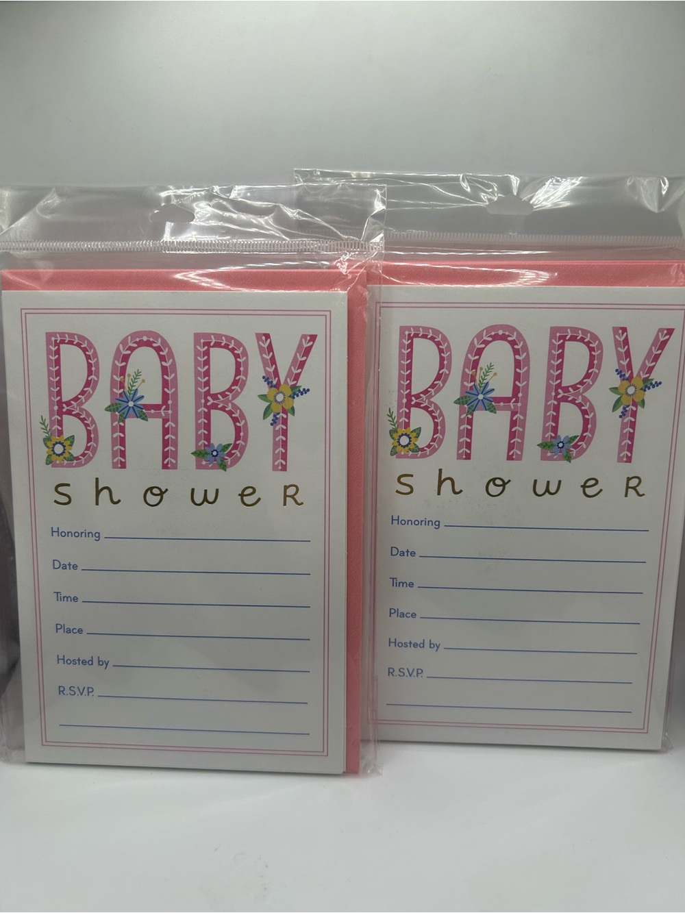 Pink Baby Shower Invitations - 2 packs of 10; 20 total 🍼 - Picture 1 of 3